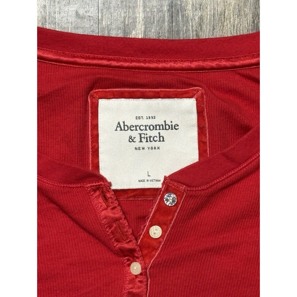 Vintage Abercrombie & Fitch Ribbed Long Sleeve Henley Top Large Bella Swan Y2K - Picture 2 of 7